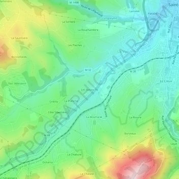 Mapa topográfico Les Baraques, altitud, relieve