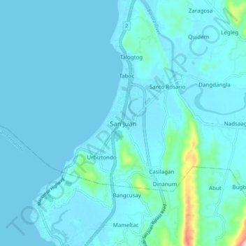 Mapa topográfico San Juan, altitud, relieve