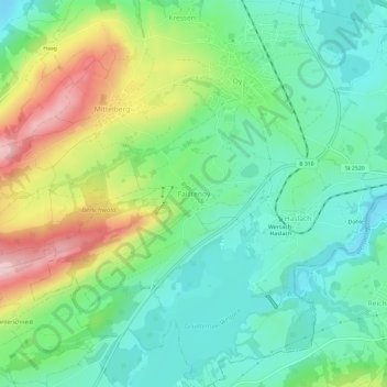 Mapa topográfico Faistenoy, altitud, relieve