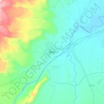 Mapa topográfico Doni, altitud, relieve