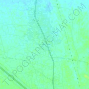 Mapa topográfico Ghamra Sud, altitud, relieve
