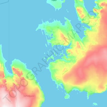 Mapa topográfico Indre Russøya, altitud, relieve