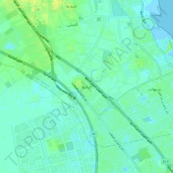 Mapa topográfico An Nabiah, altitud, relieve