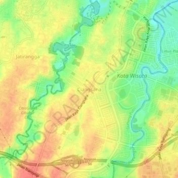 Mapa topográfico Ciangsana, altitud, relieve