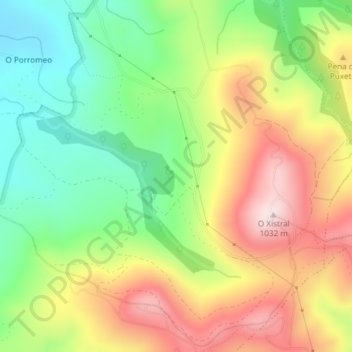 Mapa topográfico Abelaira, altitud, relieve