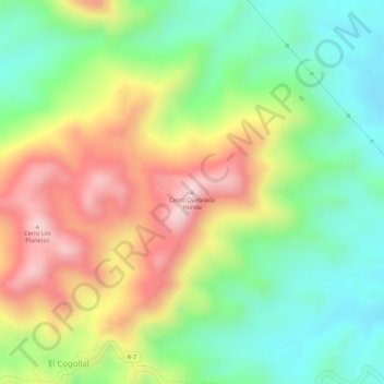 Mapa topográfico Cerro Quebrada Honda, altitud, relieve