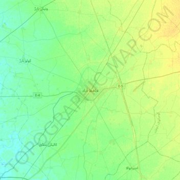 Mapa topográfico Hafizabad, altitud, relieve