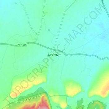 Mapa topográfico Sarangarh, altitud, relieve