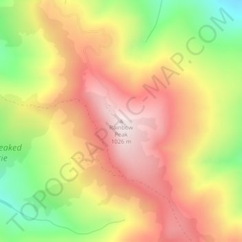 Mapa topográfico Rainbow Peak, altitud, relieve