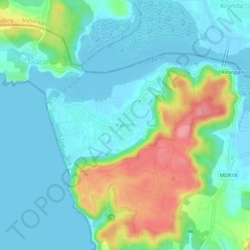 Mapa topográfico Querim, altitud, relieve