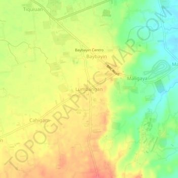 Mapa topográfico Lumbangan, altitud, relieve