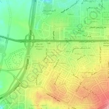 Mapa topográfico El Showeifat District, altitud, relieve