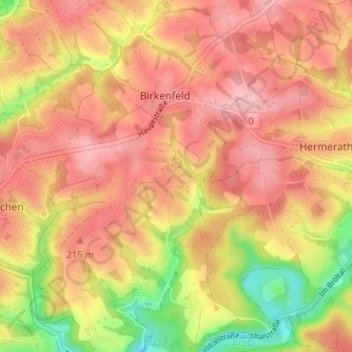 Mapa topográfico Krawinkel, altitud, relieve