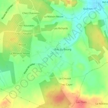 Mapa topográfico Vallet, altitud, relieve