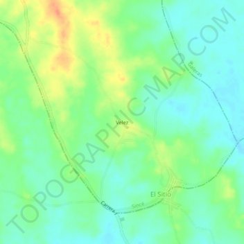 Mapa topográfico Velez, altitud, relieve