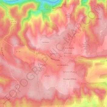 Mapa topográfico la Léque, altitud, relieve