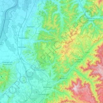 Mapa topográfico Freiamt, altitud, relieve