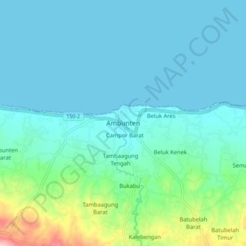 Mapa topográfico Ambunten, altitud, relieve