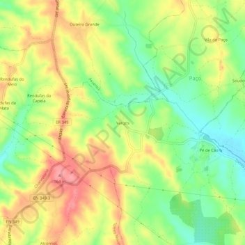 Mapa topográfico Vargos, altitud, relieve
