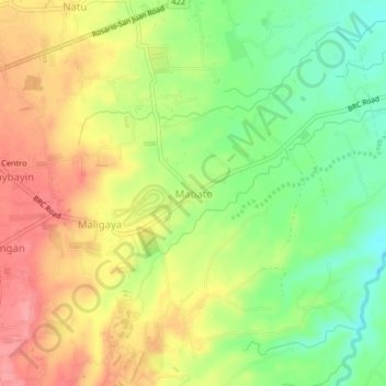 Mapa topográfico Mabato, altitud, relieve