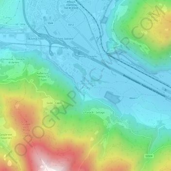 Mapa topográfico Elzenbaum - Pruno, altitud, relieve