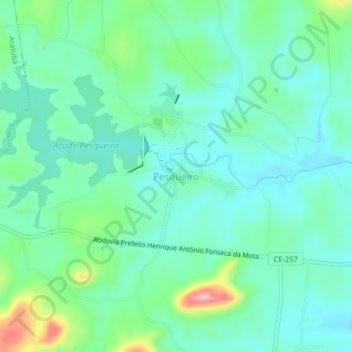 Mapa topográfico Pesqueiro, altitud, relieve