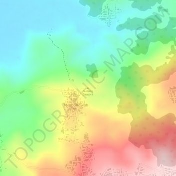 Mapa topográfico Gunung Gamprit, altitud, relieve