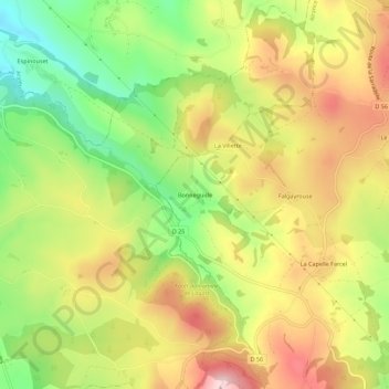 Mapa topográfico Bonneguide, altitud, relieve