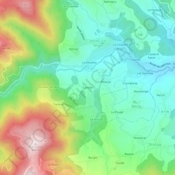 Mapa topográfico Cambié, altitud, relieve