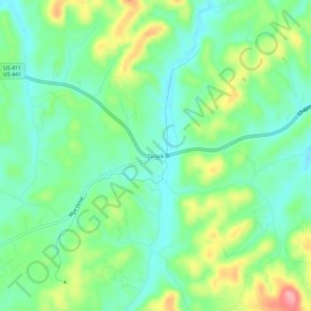 Mapa topográfico Cusick, altitud, relieve