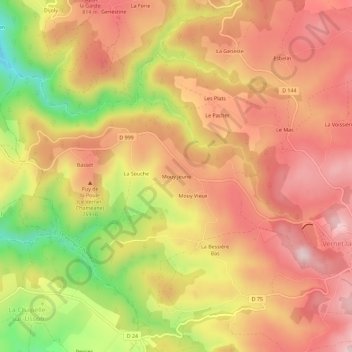 Mapa topográfico Mouy Jeune, altitud, relieve