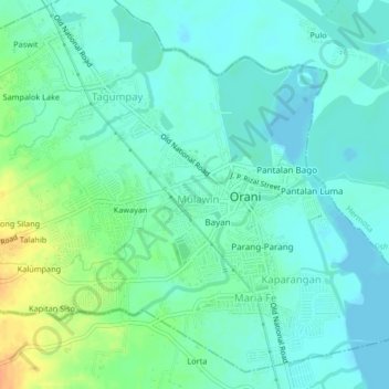 Mapa topográfico Lupang Hinirang, altitud, relieve