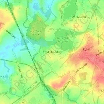 Mapa topográfico Cold Hiendley, altitud, relieve