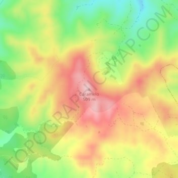 Mapa topográfico Caramelo, altitud, relieve