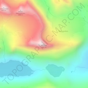 Mapa topográfico Falketind, altitud, relieve
