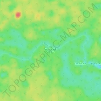 Mapa topográfico Comunidade Sao Jose, altitud, relieve