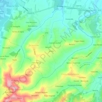 Mapa topográfico Orzola, altitud, relieve