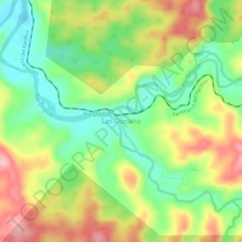 Mapa topográfico San Cipriano, altitud, relieve