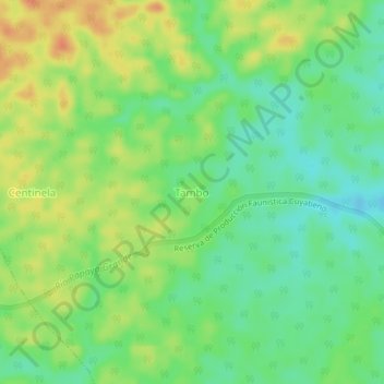 Mapa topográfico Tambo, altitud, relieve