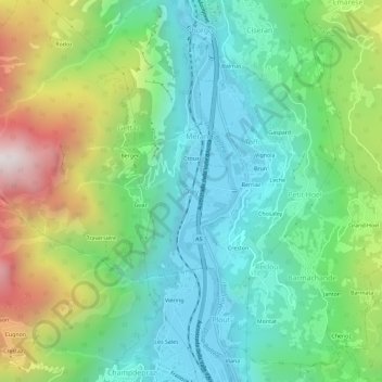 Mapa topográfico Oley, altitud, relieve