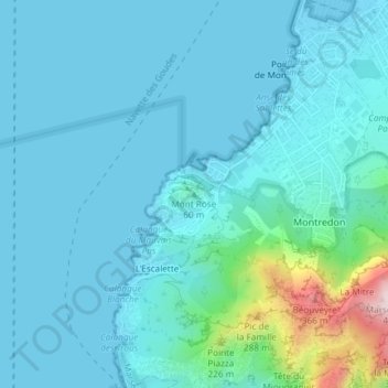Mapa topográfico Mont Rose, altitud, relieve