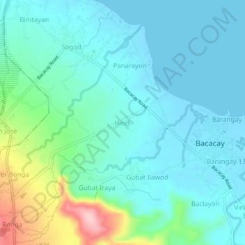 Mapa topográfico Hindi, altitud, relieve