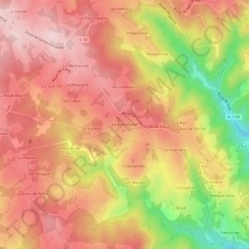 Mapa topográfico La Borie Basse, altitud, relieve