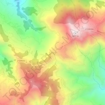 Mapa topográfico Galpa, altitud, relieve
