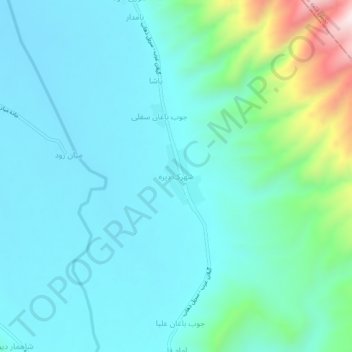 Mapa topográfico Shahrak-e Direh, altitud, relieve