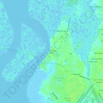 Mapa topográfico Saint Simon Mills, altitud, relieve