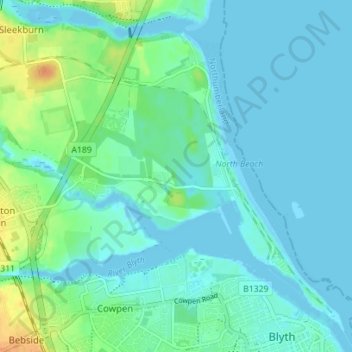 Mapa topográfico Cambois, altitud, relieve