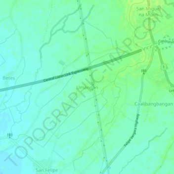 Mapa topográfico Umangan, altitud, relieve