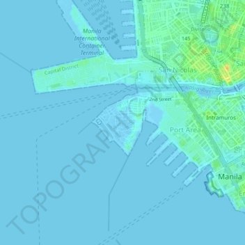 Mapa topográfico BASECO Compound, altitud, relieve