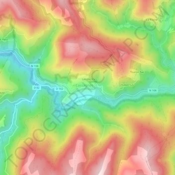Mapa topográfico Lou Plantario, altitud, relieve